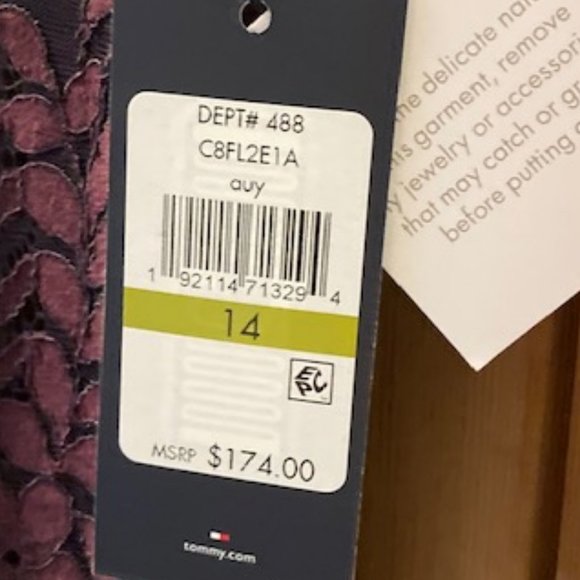 ⭐️⭐️ 2 x's Host Pick ⭐️⭐️ NWT - Tommy Hilfiger Purple Lace Overlay Dress -Sz 14* - Picture 4 of 7